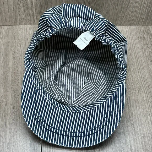 California State Railroad Museum Train Conductors Hat Adult OS USA Striped Blue - Picture 6 of 7
